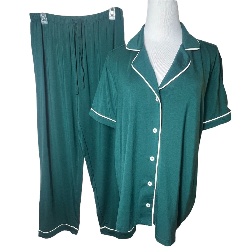 Hanna Andersson Short Sleeve HannaSoft Pant Pajama Set Green Cozycore Lounge